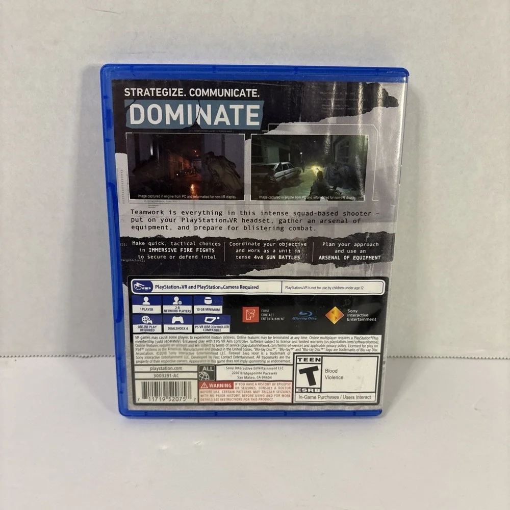 Firewall Zero Hour PS4 PlayStation VR PSVR Virtual Reality Game Sony 3003291-AC